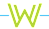 A large yellow letter W with a blue line underneath it.