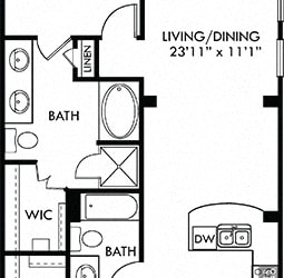Woodland 2 bedroom apartment. Kitchen with bartop open to living & dining rooms. 2 full bathrooms, double vanity and shower stall in master. Walk-in closet in both bedrooms. Patio/balcony.