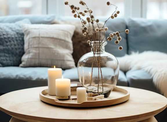Coffee table at Casa de Luna Apartments, Raleigh, North Carolina