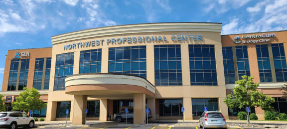 an office building with the front entrance of northwestern professional center