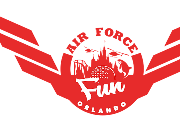 A red logo for the Air Force Fun in Orlando.