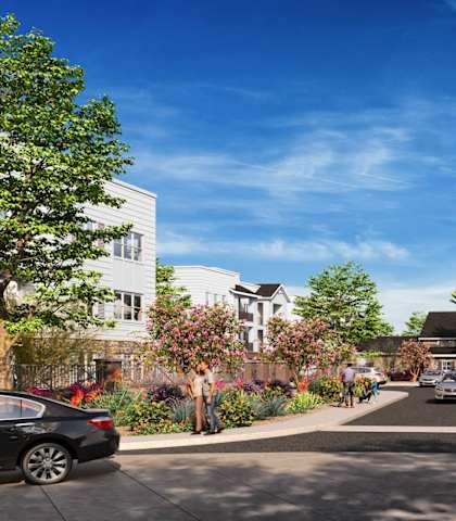A street view of a residential area with houses and trees at Arterra Apartment , Surprise, AZ