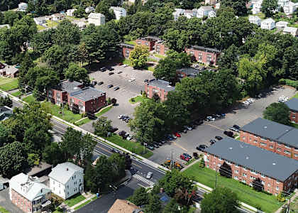 an aerial view of a parking lot in a city at Springwood Gardens, New Britain, CT, 06053