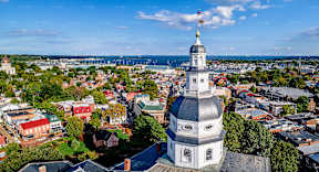 an aerial view of the steeple of the church of saint jacques