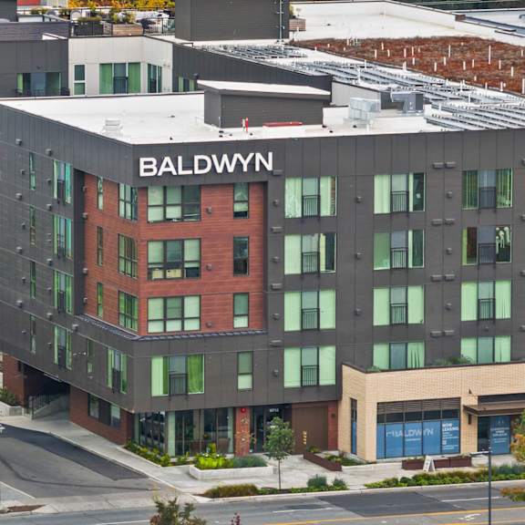 The Baldwyn building is a multi-story structure with a modern design.