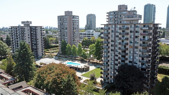a view of the city from the roof of a building