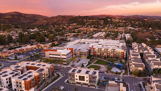 Sunset view of a city at Brea Grove Residences Apartments, Brea