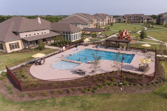 Aerial Pool View at Cypress Creek at Parker Blvd, Royse City, TX
