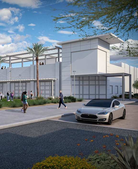 Rendering of the apartment building at The Residences at The Gilmore in Gilbert, AZ