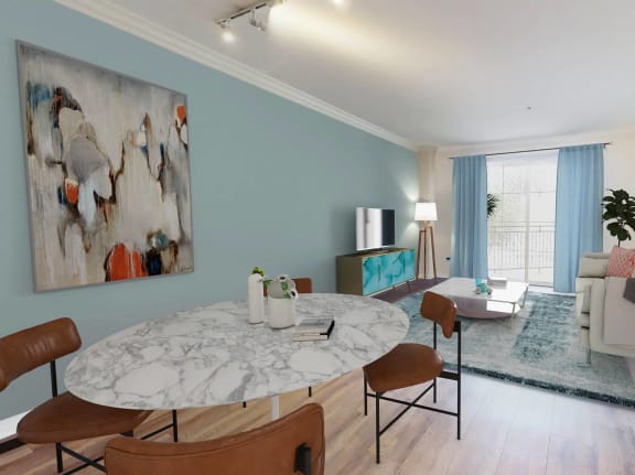 a living room and dining room with a table and chairs at Marina Harbor, California, 90292