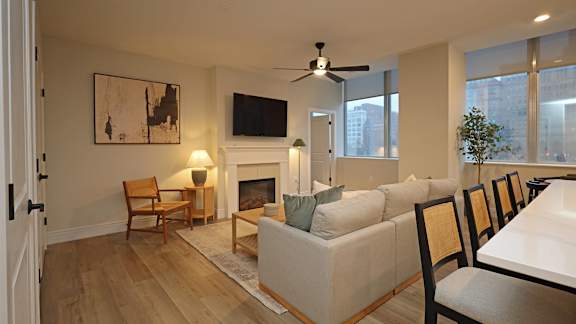 Spacious Living Room at Residences at 55 Apartments, Ohio, 44113