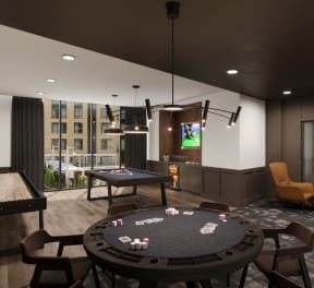 Inviting Game Room With Pool Table,