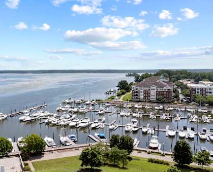 an aerial view of the marina at Rivergate, Woodbridge, 22191