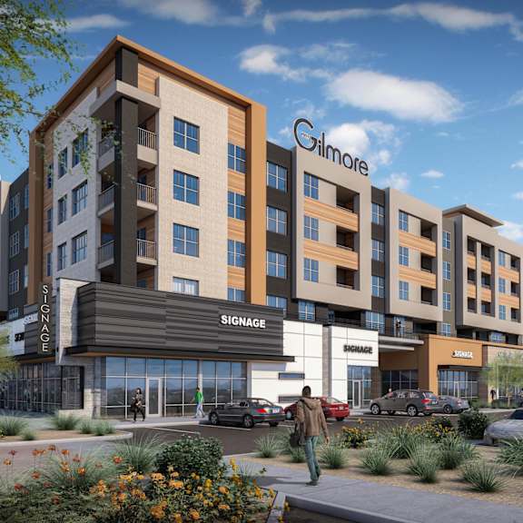 Apartment complex at The Residences at The Gilmore in Gilbert, AZ