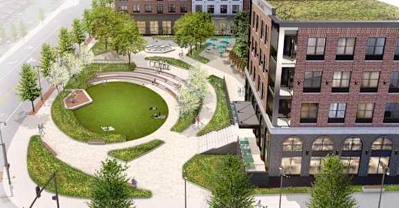 Aerial View of Community at The Confluence Apartments, Easton, 18042