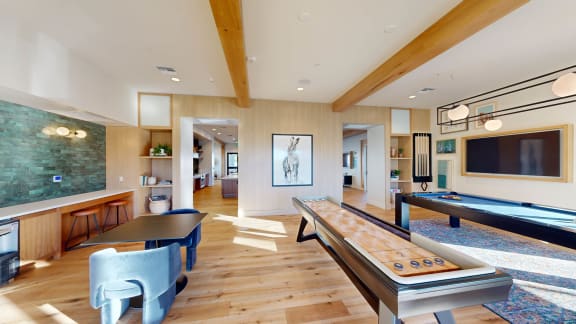 a game room with a pool table and a television at Anacapa Canyon, Camarillo, 93012