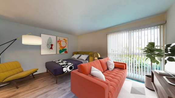 Living Area  at Rancho Los Feliz, Los Angeles, California