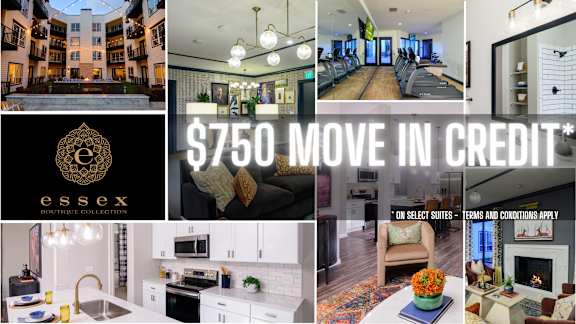 a collage of apartments for sale with the text limited august availability six off at Essex, Columbus, Ohio, 43212