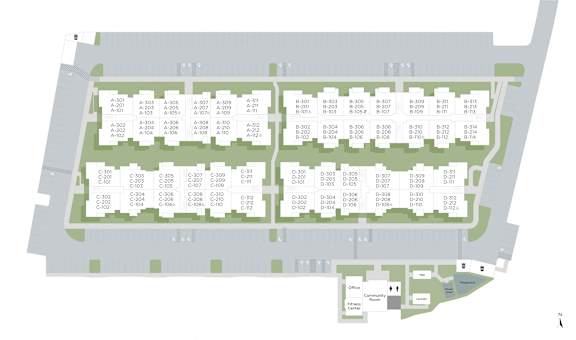 A map of a residential area with 16 numbered plots.