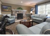 Thumbnail 5 of 5 - a living room with a fireplace and couches