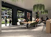 Thumbnail 7 of 8 - a rendering of a restaurant with people sitting at tables
