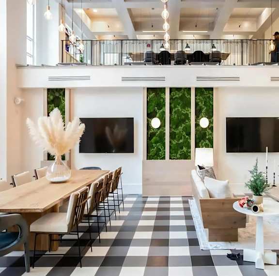 Alta Wren Large Common Room Checkered Floor and TVs