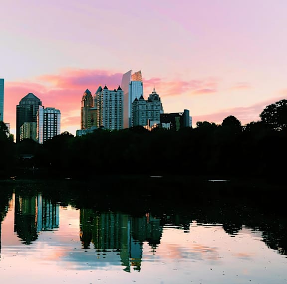 The Elden Galleria Atlanta Skyline at Sunset