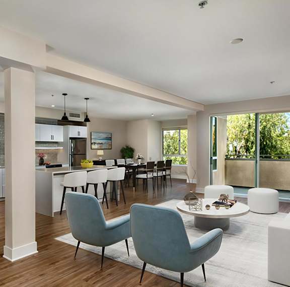 Venice on Rose Apartments Blinds Expansive Patio doors and Windows