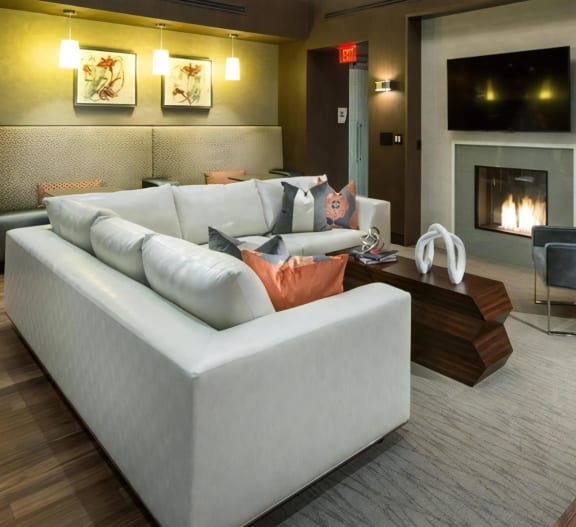 Lounge with TV and Fireplace