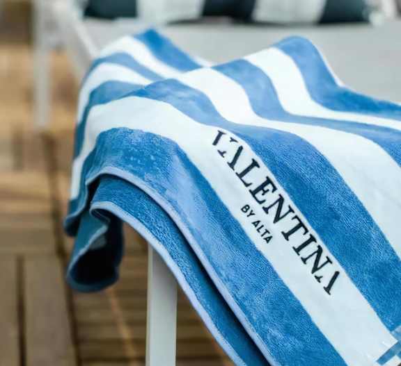 Poolside Striped Towel Featuring Valentina by Alta Branding