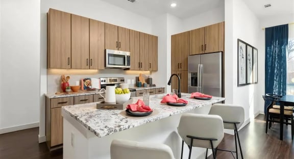 Sleek Kitchen Design with Stainless Steel Appliances at The Elm at River Park