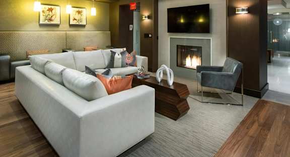 Lounge with TV and Fireplace