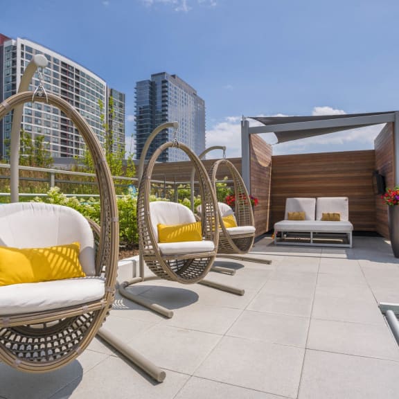 Pool Lounge Area at The Elle Apartments in West Loop, Chicago