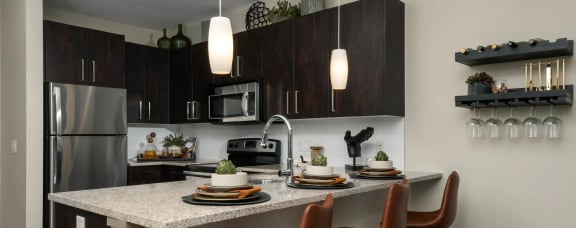 Gorgeous Kitchen with Breakfast Bar, Trifecta Belmar, Luxury Apartments in Lakewood
