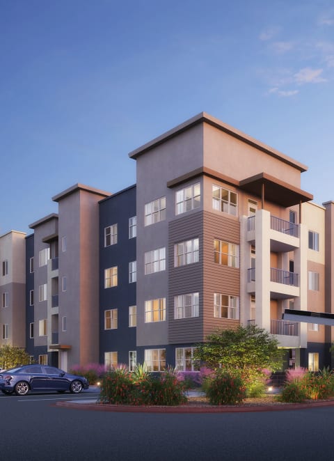 Building2_Dusk at Juniper Square 55+ Apartments, Glendale Arizona