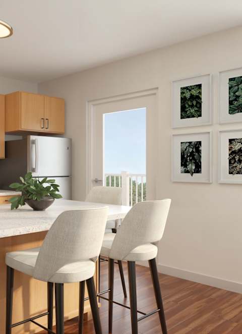 a rendering of an apartment complex with cars parked in front of it at The Stillwaters 62+ Apartment Homes, Apopka, FL, 32712