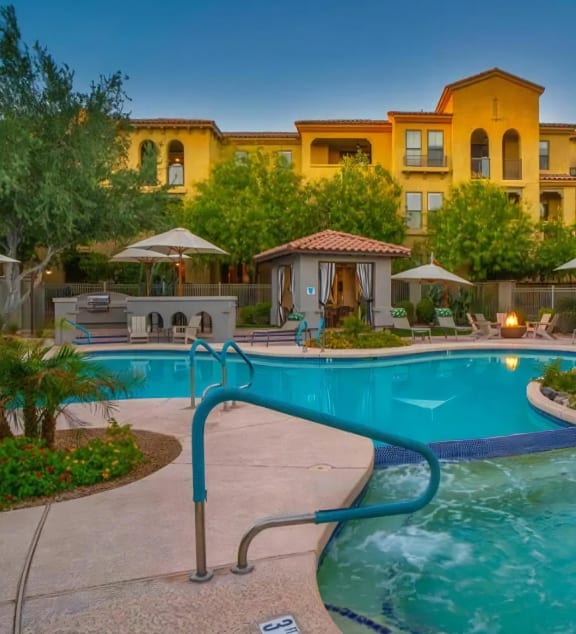 Swimming Pool Connected to Hot Tub