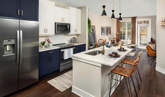 Broadstone Upper Westside Apartments Kitchen Gourmet Kitchen with Chef Inspired Stainless Steel Appliance Package