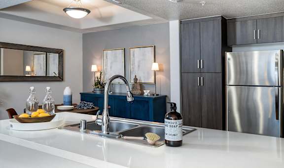 Heights Kitchen Fully Equipped Kitchen with Stainless Steel Appliances Dishwasher and Garbage Disposal