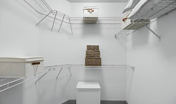 Spacious Walk In Closet with Shelves