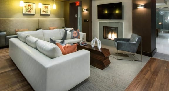 Lounge with TV and Fireplace