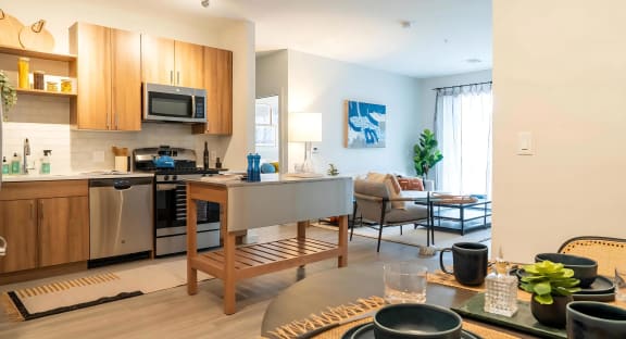 Open Concept Layout with Living and Kitchen Spaces