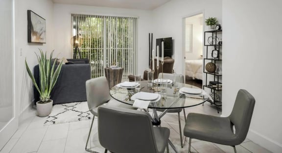 Living and Dining Areas That Connect to Balcony
