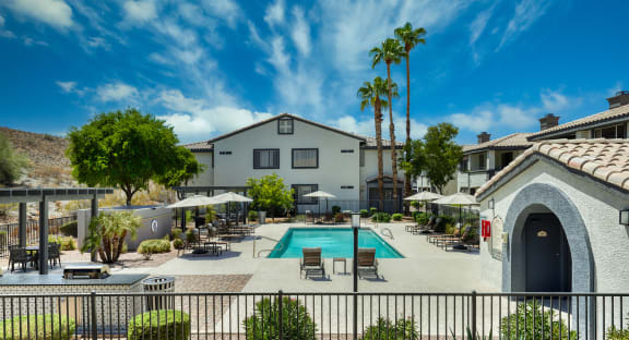 Mountainside Pool Resort Style Pool with Lounge Seating