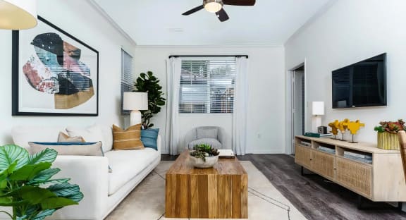 Living Room with Ceiling Fan
