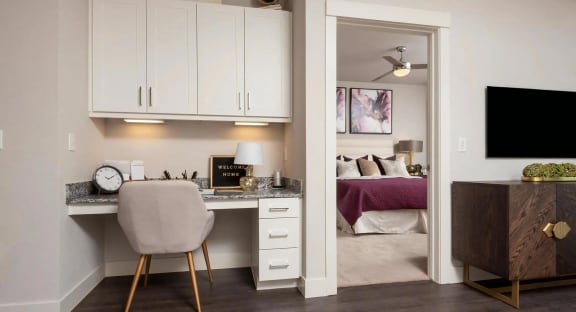 Built In Desk with Granite Counter Tops