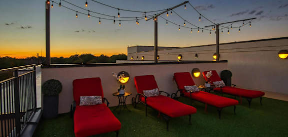 Rooftop Patio with Chaise Loungers  at 401 Oberlin, Raleigh, 27605