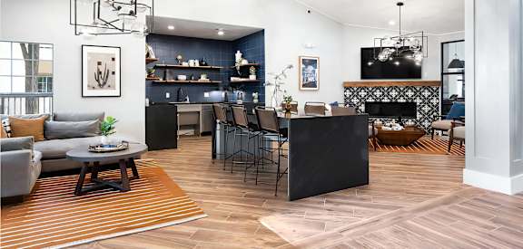Mesa Verde Lounge Clubhouse with Work Lounge Dining Table Kitchenette and Television