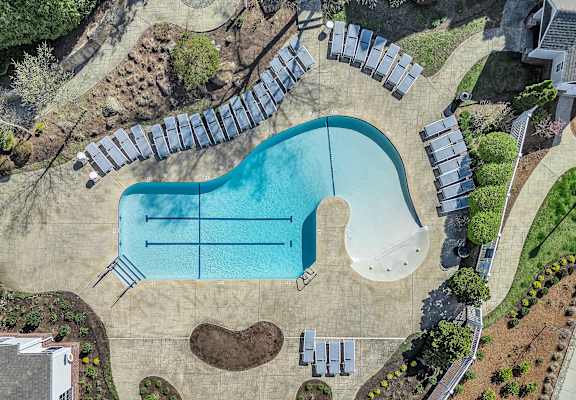An aerial view of the swimming pool at the Ledges Apartments in Weymouth.