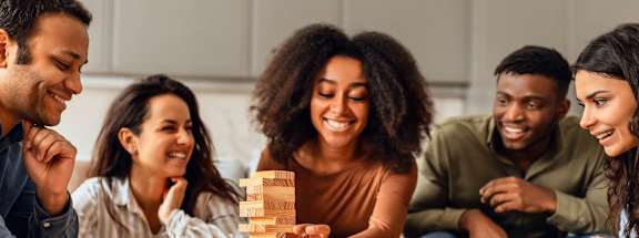 Friends Playing Board Games at The Ren Apartments in Brookhaven, Atlanta, GA
